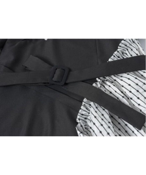 Pin Detail Contrast Wrap Dress